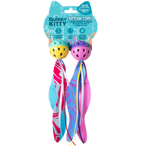 Quirky Kitty Ocean Cool Seaweed Tumblers Interactive Catnip Ball Cat Toy, Multicolor, Medium