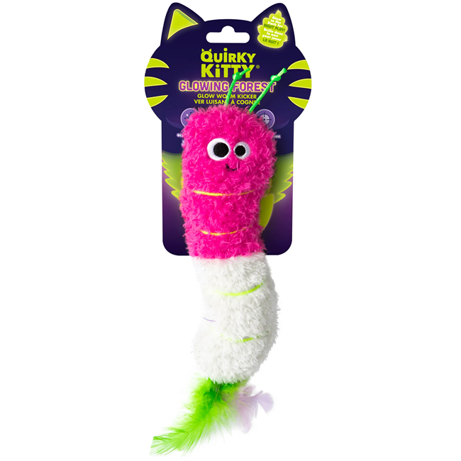 Quirky Kitty Glowing Forest Worm Cat Kicker Toy with Catnip