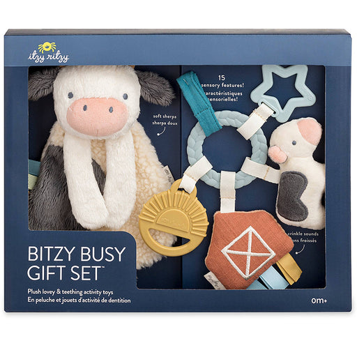 Bitzy Busy Farm Toy Gift Set with Cow Lovey & Teething Activity Toy