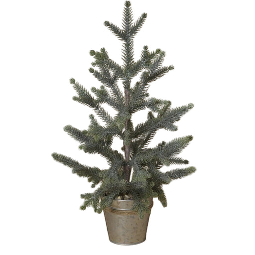 Artificial Holiday Pine Tree in Metal Bucket 18 inch