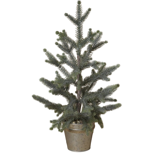 Artificial Holiday Pine Tree in Metal Bucket 18 inch