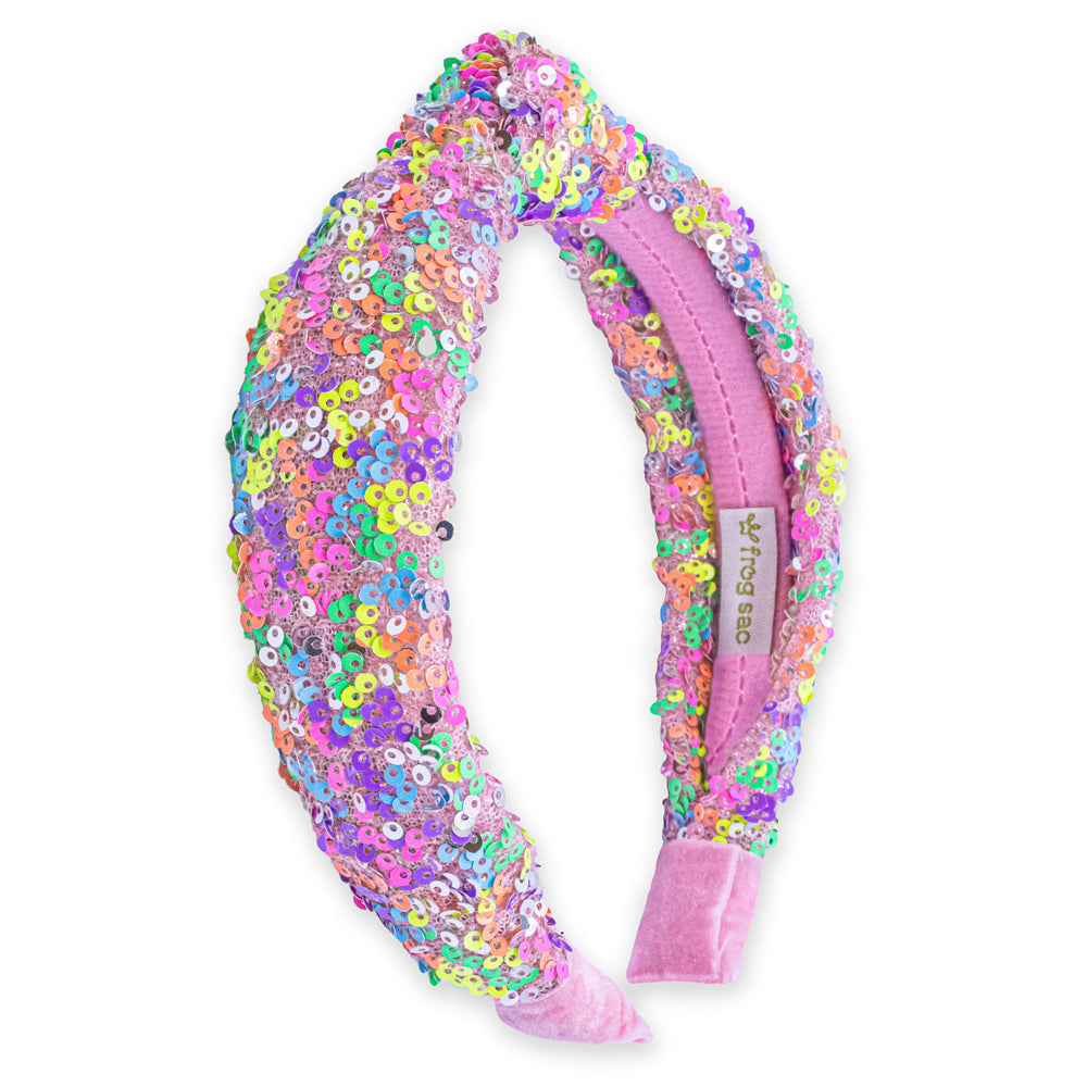 Rainbow Sparkly Sequin Knot Headband