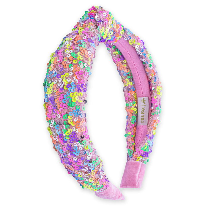 Rainbow Sparkly Sequin Knot Headband