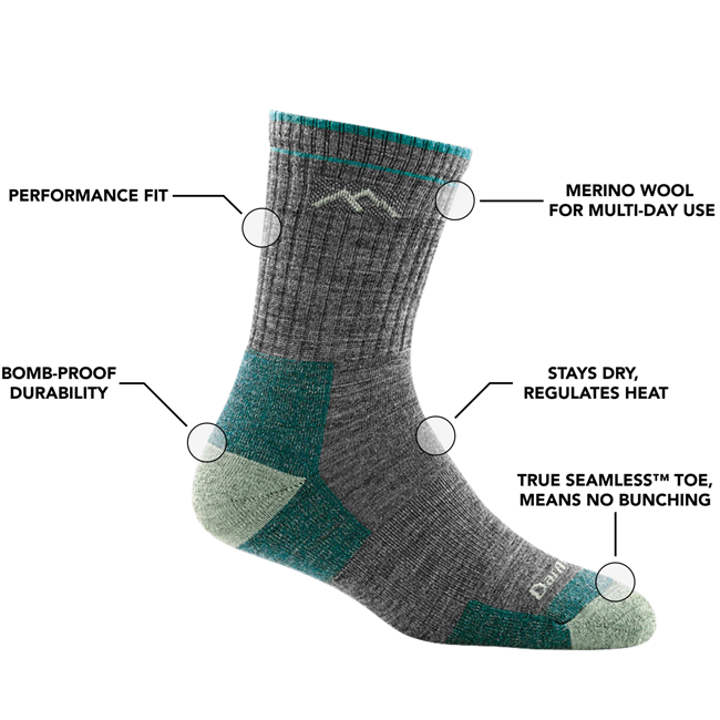 Women's Hiker Micro Crew Midweight Hiking Socks, Slate