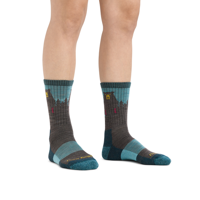Women's Bear Town Micro Crew Lightweight Hiking Socks, Aqua