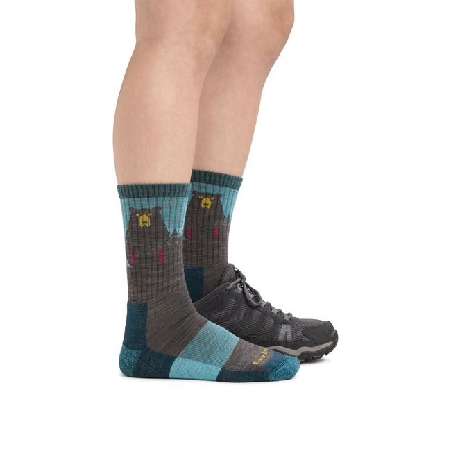 Women's Bear Town Micro Crew Lightweight Hiking Socks, Aqua