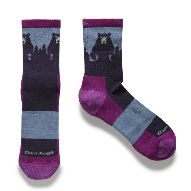 Women's Bear Town Micro Crew Lightweight Hiking Socks, Purple