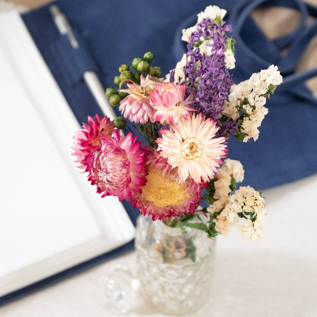Strawflower & Larkspur Mini Dried Floral Bouquet Bundle