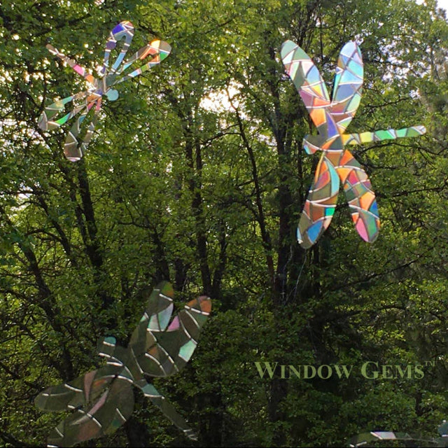 Window Gems Dragonflies 9 Piece Prismatic Window Decals