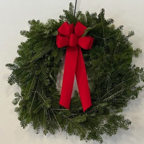 Balsam Fir Wreath With Bow, 16-inch Ring