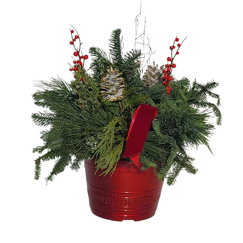 Holiday Red Pot Planter, 9inch