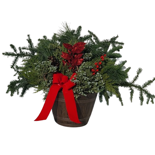 Holiday Barrel Planter, 9-inch