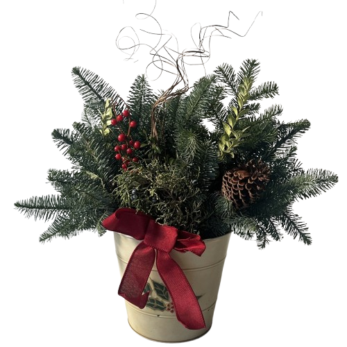 Holiday Embossed Antique Cream Tin Planter, 12-Inch