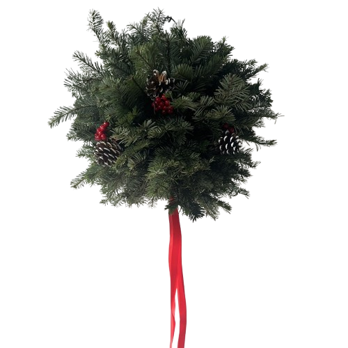 Kissing Ball 14-inch, Pine Cones and Berries