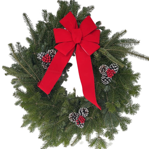 Balsam Fir Decorated Wreath, 12-inch Ring