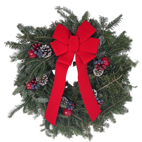 Fraser Fir Decorated Wreath, 12-inch Ring