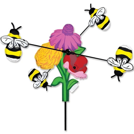 Bee and Flowers Whirligig, 13-inch