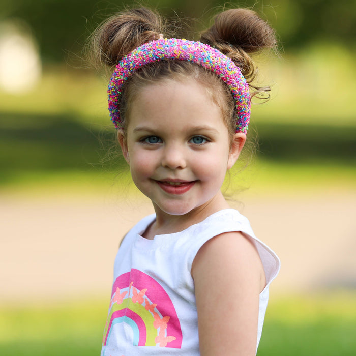Chunky Puffy Sprinkles Headband, Light Blue