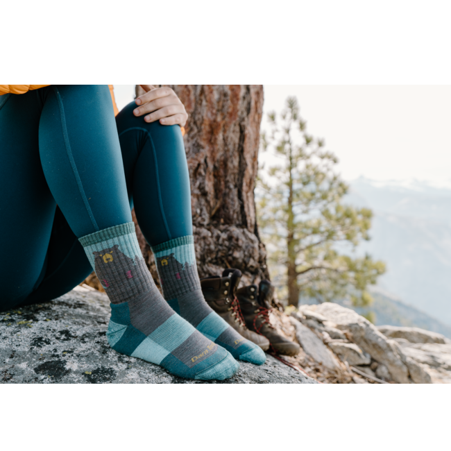 Women's Bear Town Micro Crew Lightweight Hiking Socks, Aqua