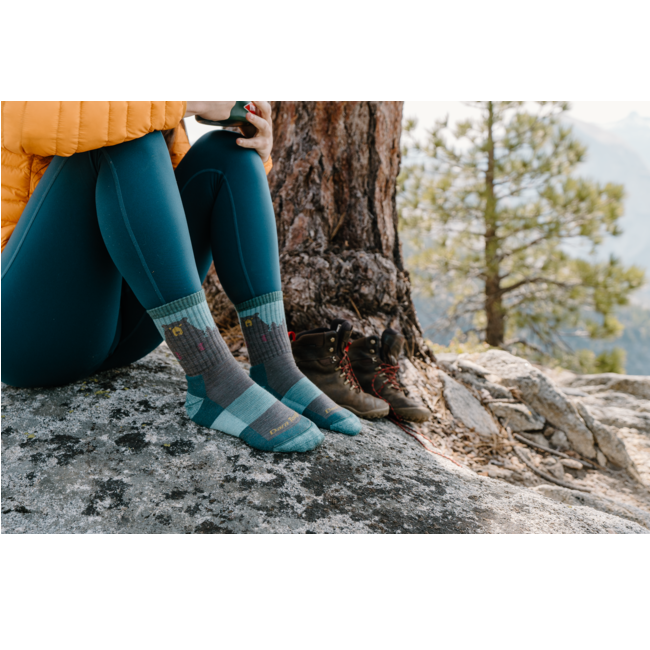 Women's Bear Town Micro Crew Lightweight Hiking Socks, Aqua