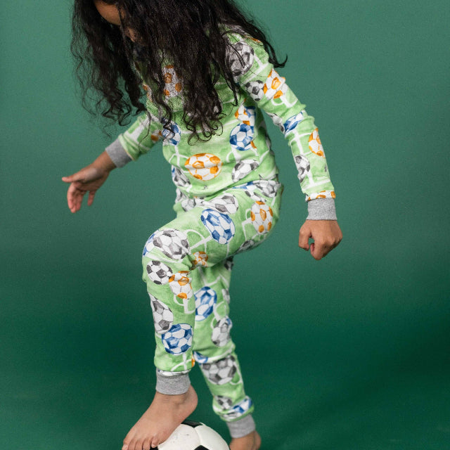 Kid's Soccer Field Organic Cotton Long Sleeve Pajama Set