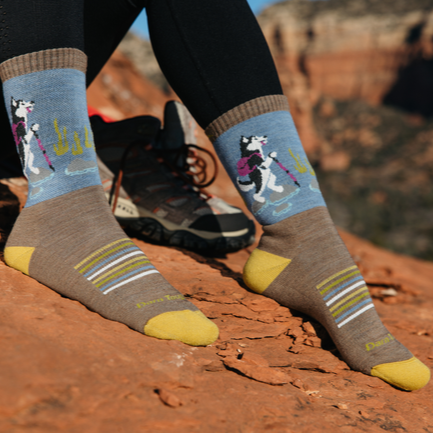 Women's Critter Club Micro Crew Lightweight Hiking Socks, Husky (Bark)