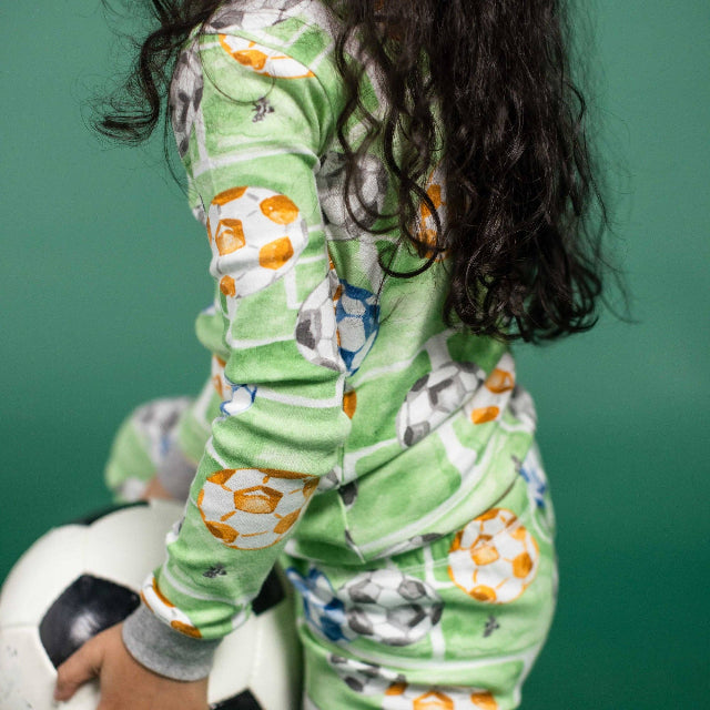 Kid's Soccer Field Organic Cotton Long Sleeve Pajama Set