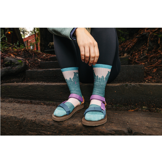 Women's Bear Town Micro Crew Lightweight Hiking Socks, Quartz