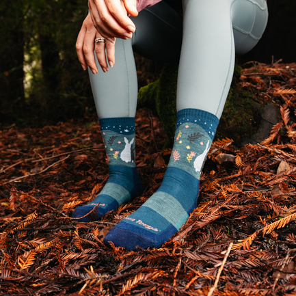 Women's Critter Club Micro Crew Lightweight Hiking Socks, Bunny (Eclipse)