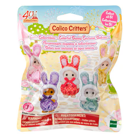 Calico Critters Cutie Collectibles Blind Bag Colorful Bunny Costume Babies- Assorted