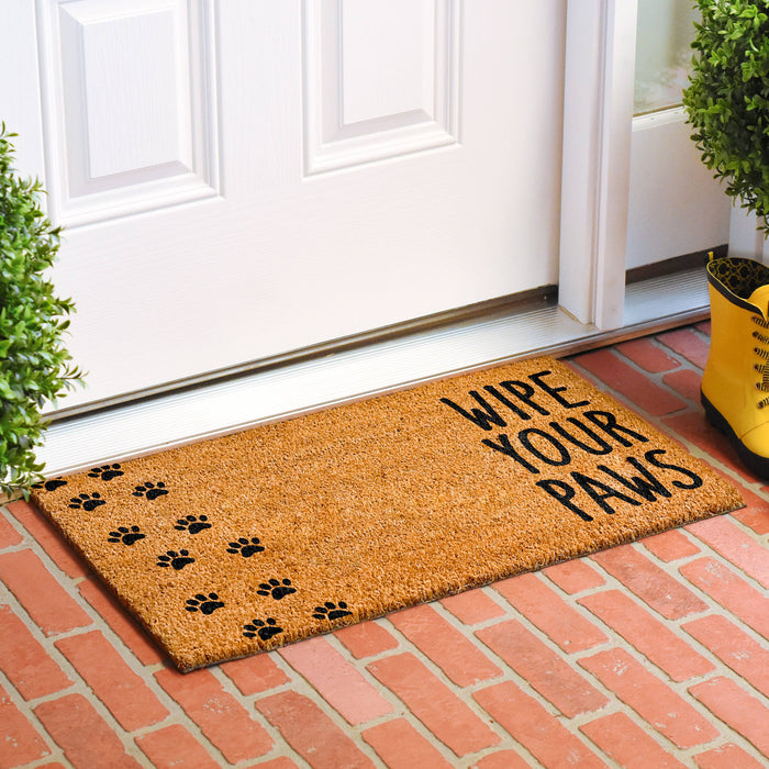 Vertical Wipe Your Paws 17" x 29" Coir Non-Slip Doormat