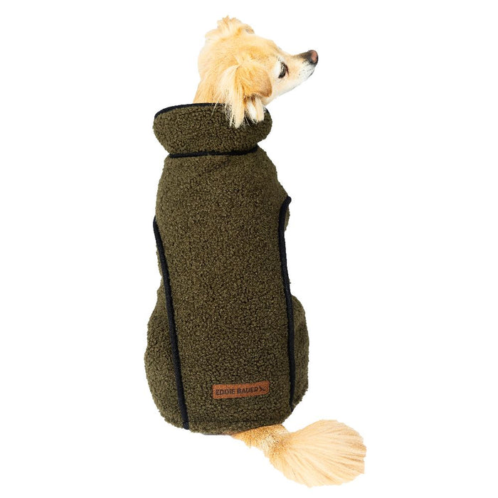 Eddie Bauer Clearwater Boucle Vest Reversible Olive Green Dog Coat