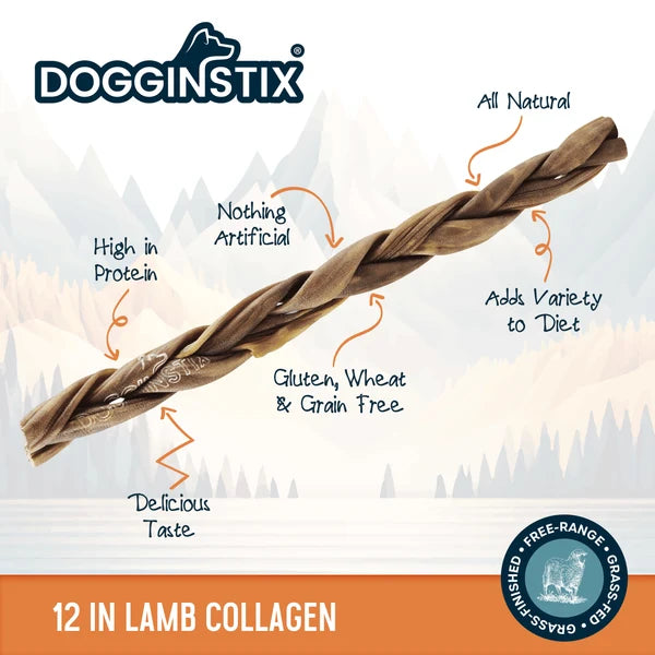 Dogginstix Braided Lamb Collagen Dog Chew