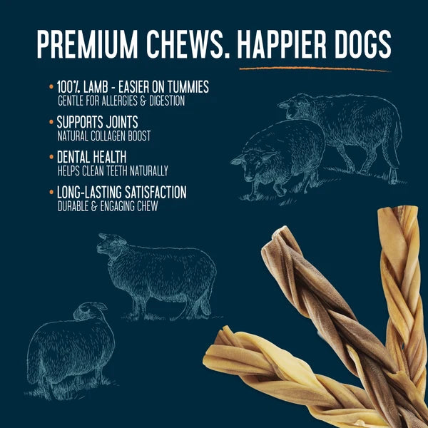 Dogginstix Braided Lamb Collagen Dog Chew
