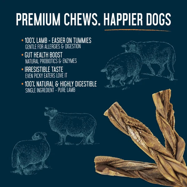 Dogginstix Braided Lamb Tripe Dog Chew