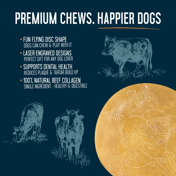 Dogginstix UFO Beef Collagen Dog Chew