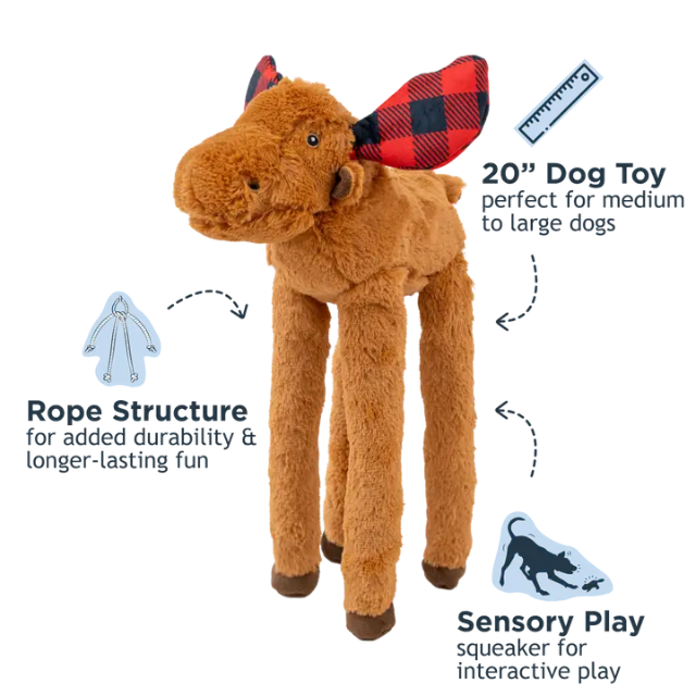 Tall Tails Moose Rope Body Dog Toy