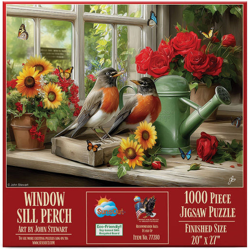 SunsOut 1000 Piece Jigsaw Puzzle, Window Sill Perch