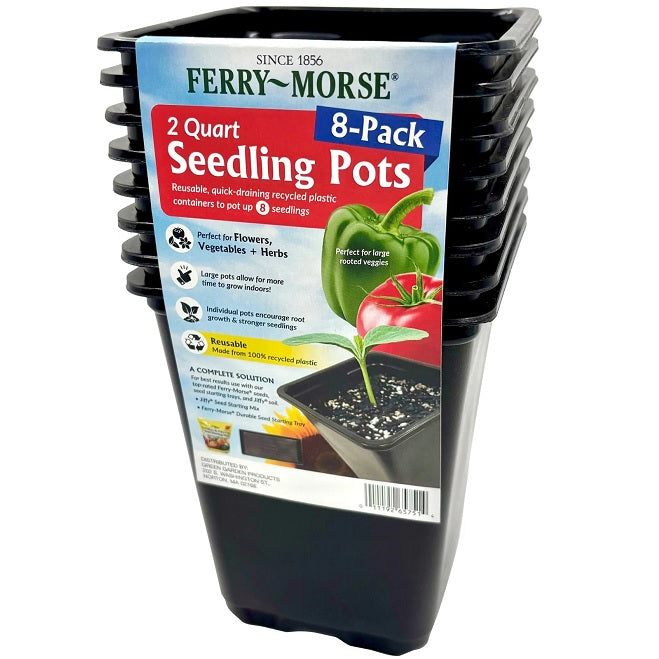 Seedling Pots, 2 Quart Plastic Square - 8 Pack