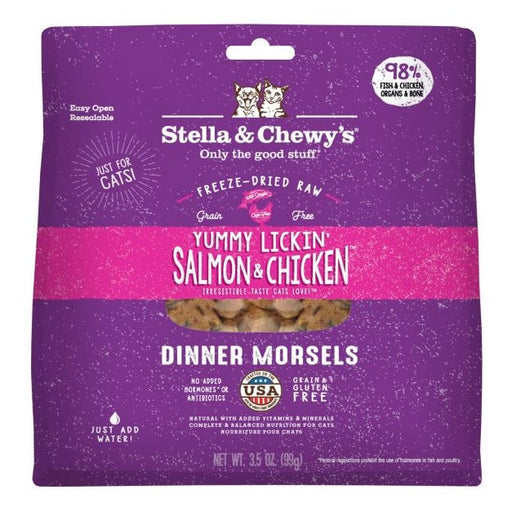 Stella & Chewy's Yummy Lickin Salmon & Chicken Freeze Dried Dinner Morsels for Cats 3.5-oz