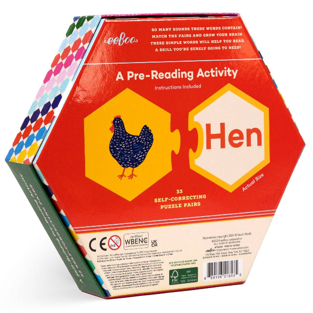 eeBoo Simple Words Hexagon Puzzle Pairs