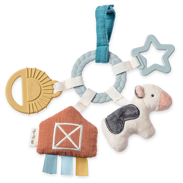 Bitzy Busy Farm Toy Gift Set with Cow Lovey & Teething Activity Toy