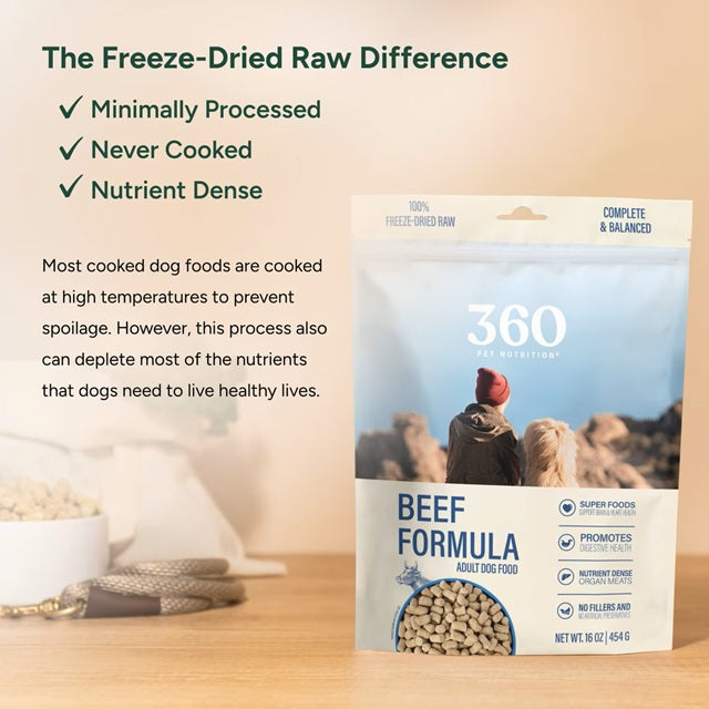360 Pet Nutrition Beef Formula Grain-Free Adult Freeze-Dried Raw Dog Food