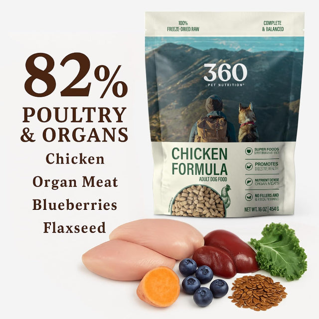 360 Pet Nutrition Chicken Formula Grain-Free Adult Freeze-Dried Raw Dog Food