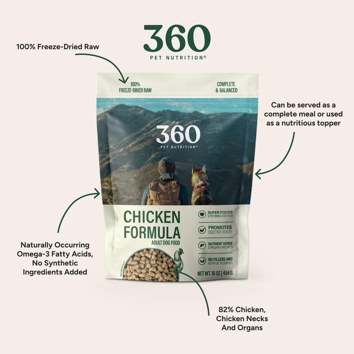360 Pet Nutrition Chicken Formula Grain-Free Adult Freeze-Dried Raw Dog Food