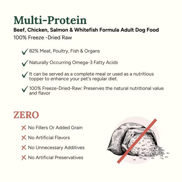 360 Pet Nutrition Multi-Protein Formula Grain-Free Adult Freeze-Dried Raw Dog Food