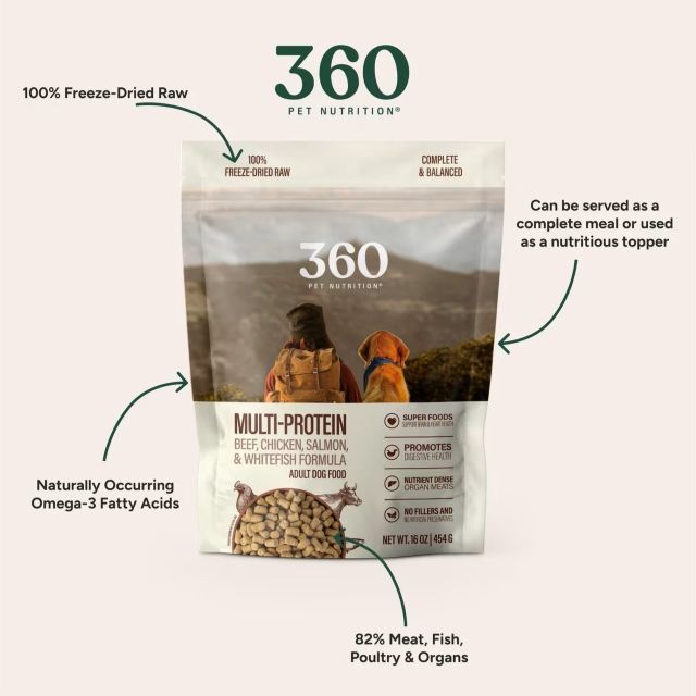 360 Pet Nutrition Multi-Protein Formula Grain-Free Adult Freeze-Dried Raw Dog Food