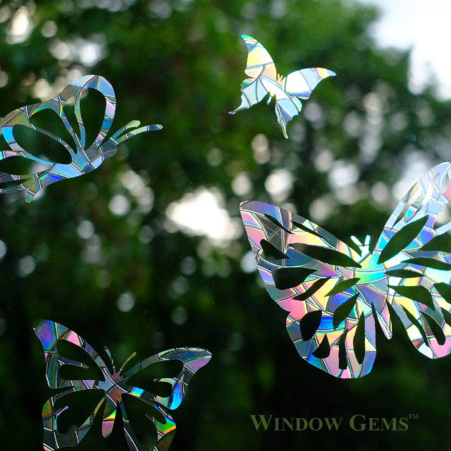 Window Gems Butterflies 8 Piece Prismatic Window Decals
