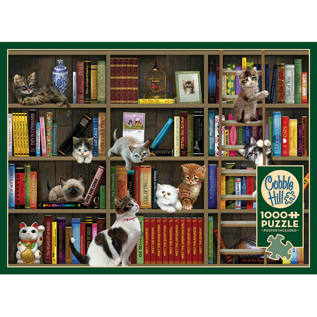 Cobble Hill 1000 Piece Jigsaw Puzzle, Kitty Librarians