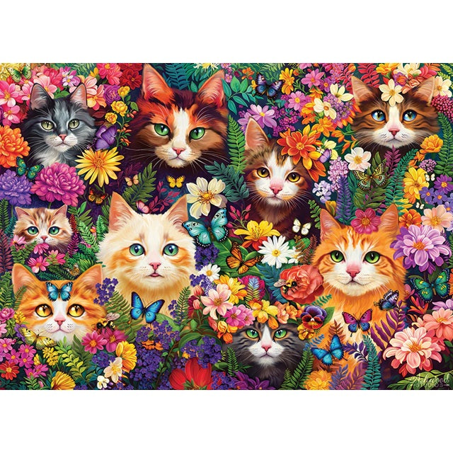Cobble Hill 1000 Piece Jigsaw Puzzle, Blooming Whiskers